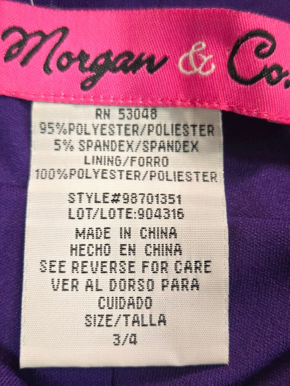 Morgan & Co Purple Satin Cocktail Dress Sweetheart Sheath Size 3 4 - Picture 12 of 14